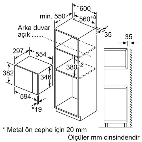  Bosch BFL524MG2 20 lt Ankastre Mikrodalga Fırın