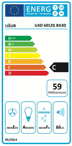  Uğur UAD 6012G BA3D Beyaz Duvar Tipi Davlumbaz