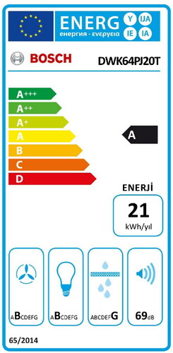  Bosch DWK64PJ20T Beyaz Duvar Tipi Ankastre Davlumbaz