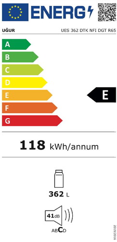  Uğur UES 362 DTK NFI DGT R65 Tek Kapılı No Frost Buzdolabı