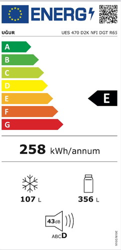  Uğur UES 470 D2K NFI DGT R65 Çift Kapılı No Frost Buzdolabı