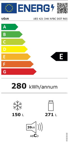  Uğur UES 421 D4K NFBC DGT R65 Gardırop Tipi No Frost Buzdolabı