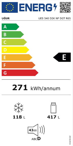  Uğur UES 540 D2K NF DGT R65 Çift Kapılı No Frost Buzdolabı